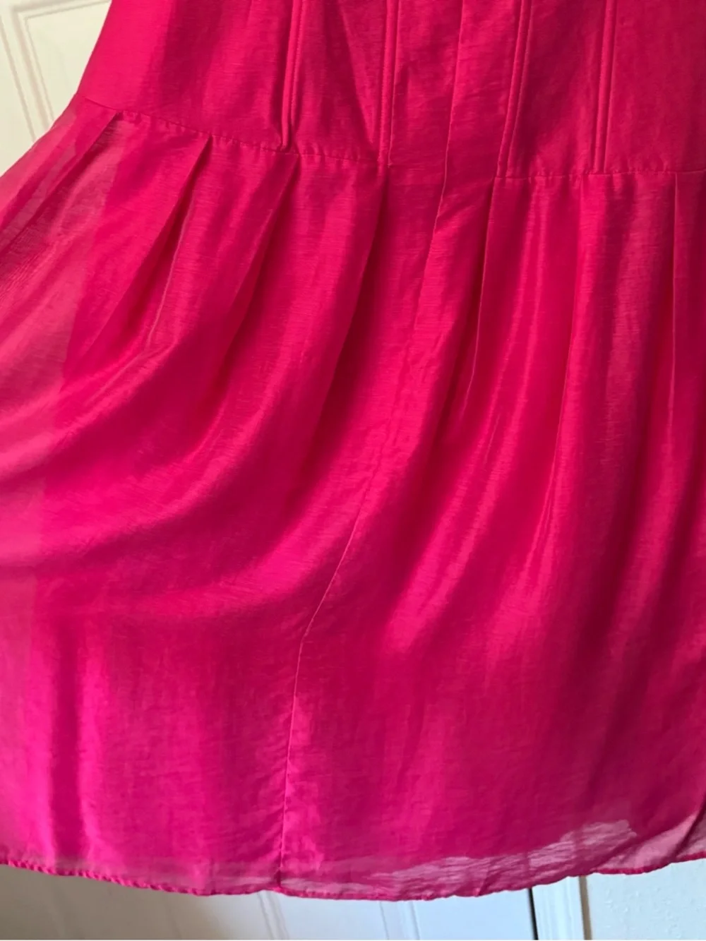 NWT CIEBON fuchsia pink magenta‎ sheer puff corset bustier midi sheer dress